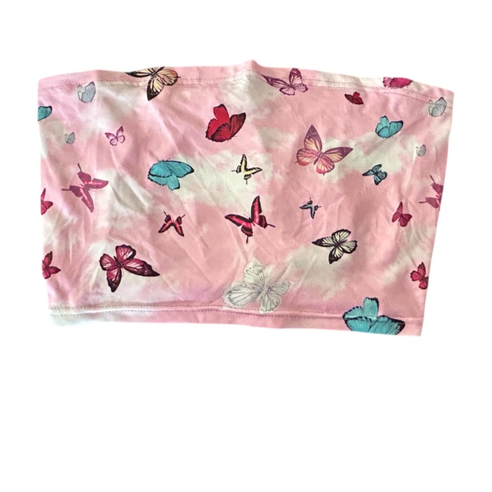 5/25$ ✨ Pink Butterfly Crop Tube Top